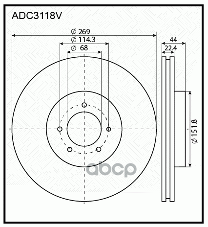 Передний тормозной диск ALLIED NIPPON ADC3118V